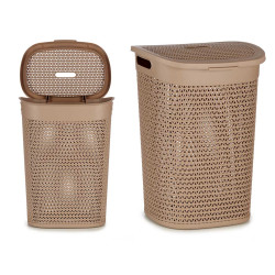 CESTO PARA ROUPA C/TAMPA 60L BEGE 