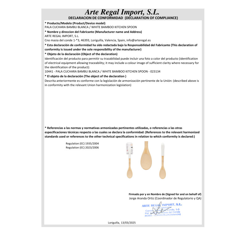 SPATULE CUILLÈRE BAMBOU BLANC