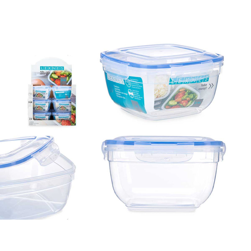 CAIXA QUADRADA COM TAMPA AZUL 2400ML