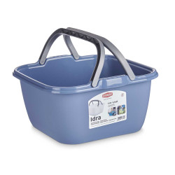 PLASTIC SQUARED BASKET W/HANDLES 3 COL.