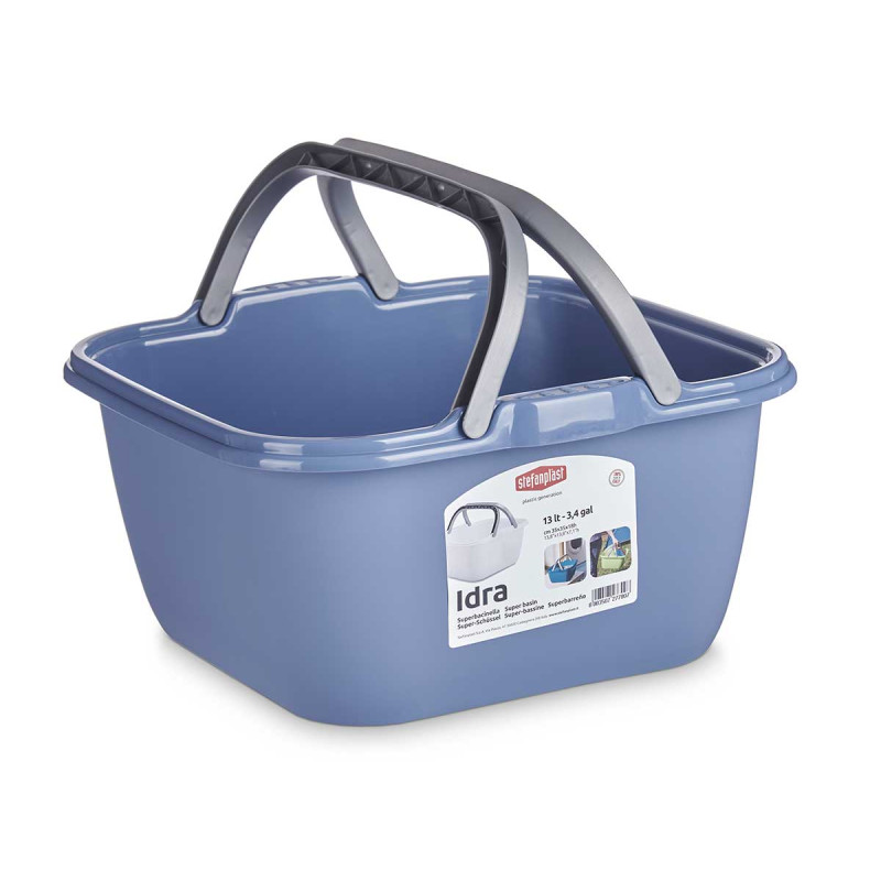 CESTA PLASTICA QUADRATA 13L C/MANICI ASS 3