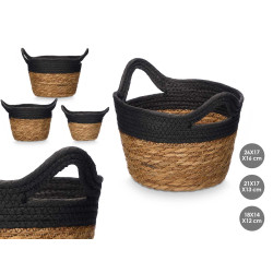 SET 3 CESTI ROTONDI MANICI 16CM ALTO NERO