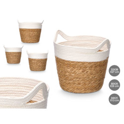 SET 3 CESTI ROTONDI MANICI 29CM ALTO BIANCO