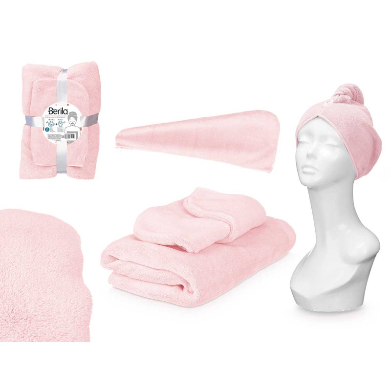SET DE SERVIETTES À CAPUCHE ROSE PÂLE