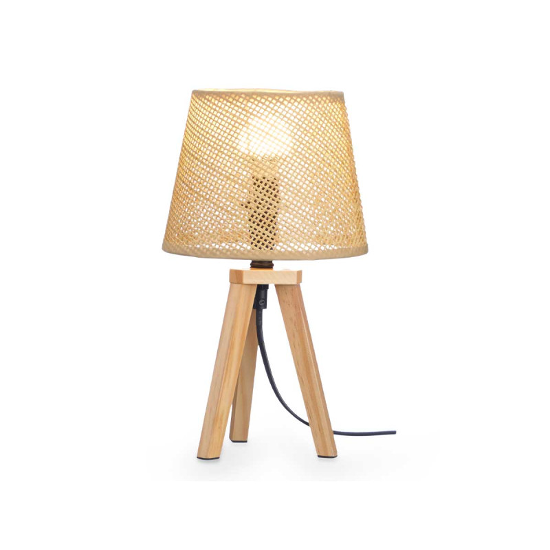 LAMPE DE TABLE ABAT-JOUR NATUREL CONIQUE 32 CM 