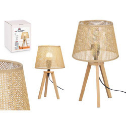 LAMPE DE TABLE ABAT-JOUR NATUREL CONIQUE 39 CM 
