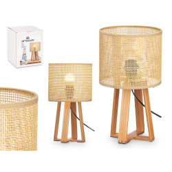 LAMPARA SOBREMESA PANTALLA NATURAL CILINDRO 36 CM 