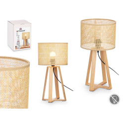 LAMPARA SOBREMESA PANTALLA NATURAL CILINDRO 45 CM