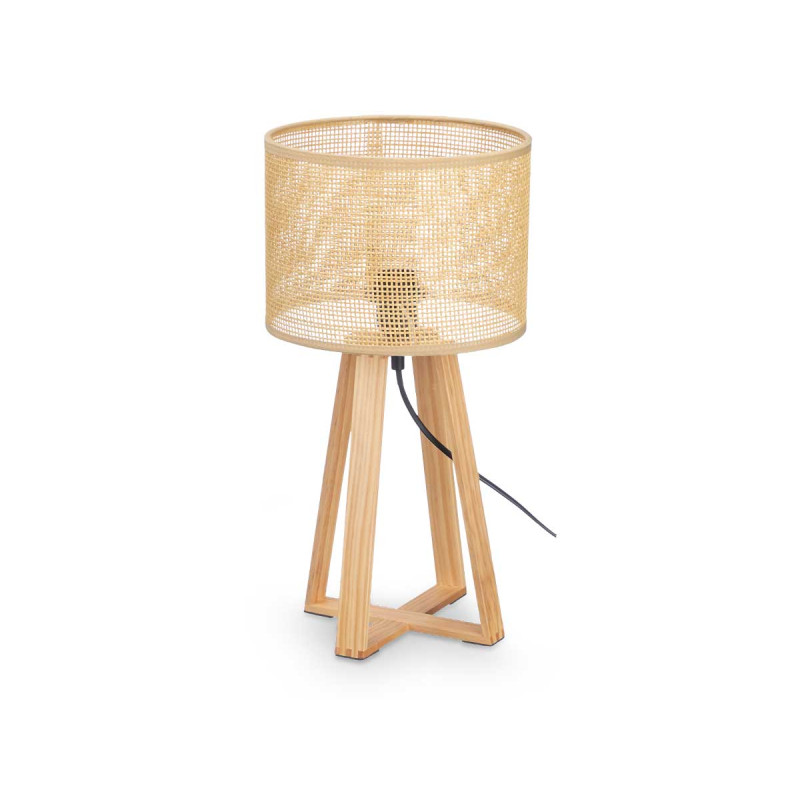 LAMPARA SOBREMESA PANTALLA NATURAL CILINDRO 45 CM
