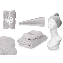 JUEGO DE TOALLA CAPUCHA GRIS CLARO