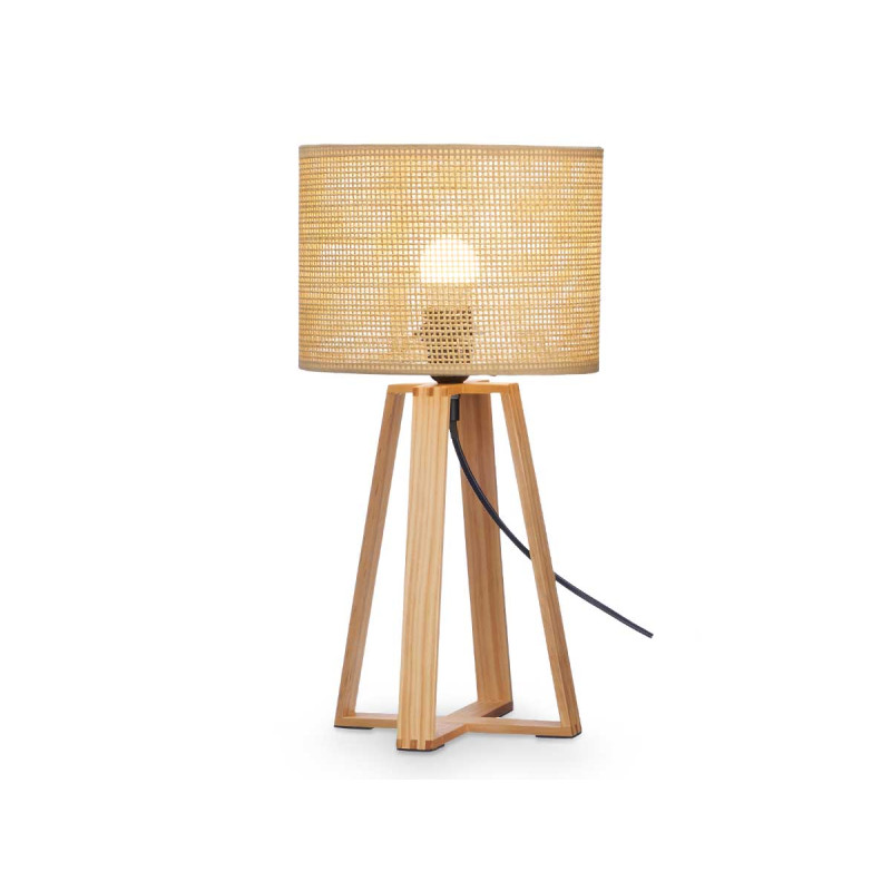 LAMPARA SOBREMESA PANTALLA NATURAL CILINDRO 45 CM