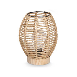 LAMPE DE TABLE OVALE CORDE BASE EN BOIS   