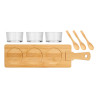 SET 3 GLASS BOWL WITH SPOON AND BAMBOO TRAY