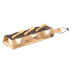 SET 3 BOL CÉRAMIQUE BLANC CUILLERE PLATEAU BAMBOU