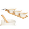 SET 3 BOL CÉRAMIQUE BLANC CUILLERE PLATEAU BAMBOU