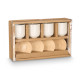 CONJ 4 COPOS CAFE CERÂMICA BRANCA COM BASES BAMBU