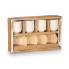 CONJ 4 COPOS CAFE CERÂMICA BRANCA COM BASES BAMBU