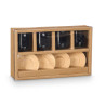 SET4 BICCH CAFFE CERAMIC NERO SOTTOBICCHIERI BAMBU