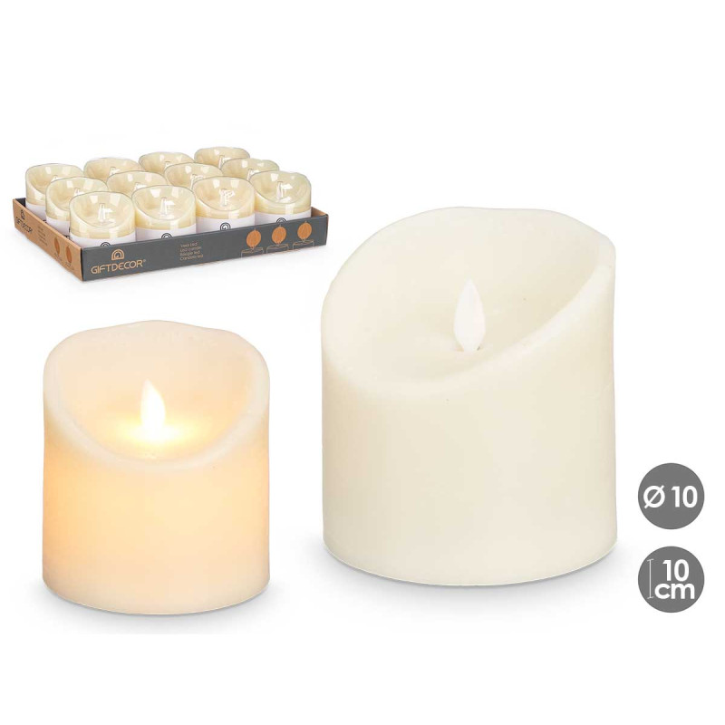 BOUGIE LED CRÈME LARGE BASSE 10CM