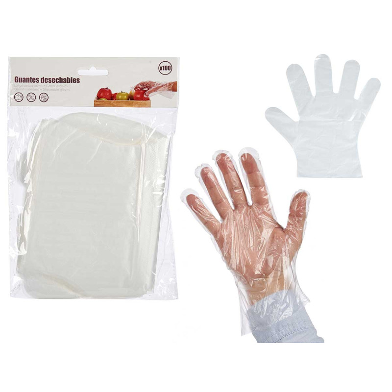 SET 100 GANTS PLAST JETABLES TRANSP