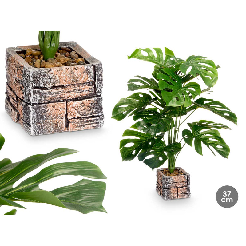 SQUARE POT PLANT LEAF RIB LARGE