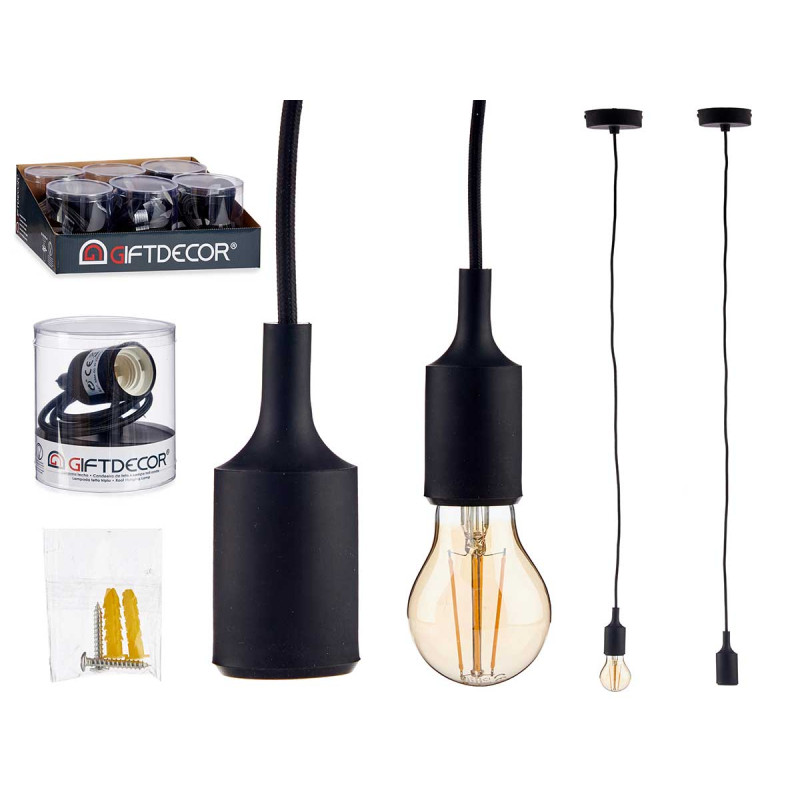 LAMPADARIO CORDA PLASTICA NERO