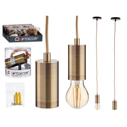 LAMPE SUSPENDU ACIER DORE
