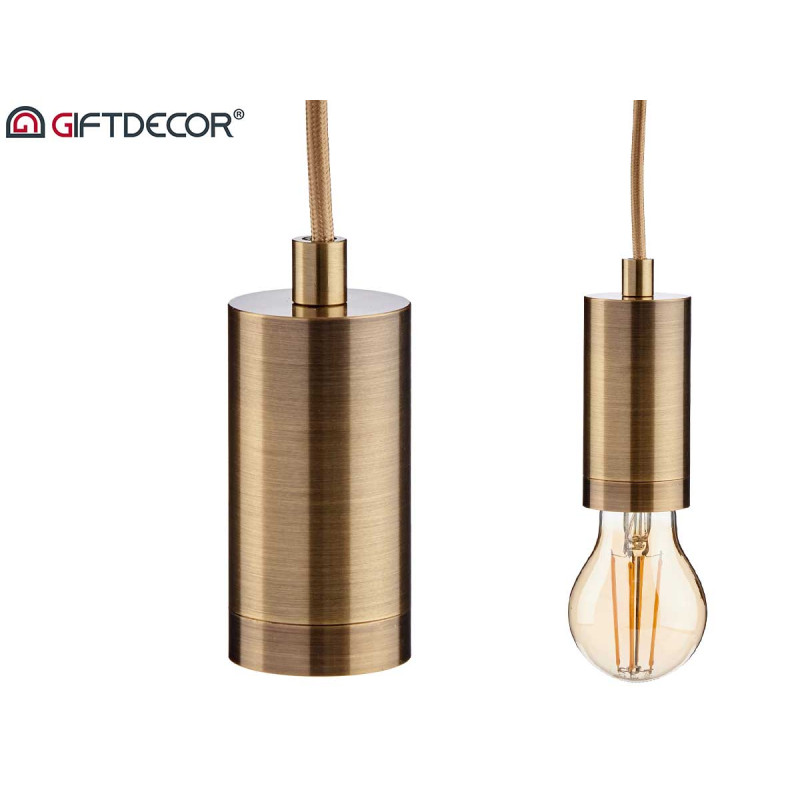 LAMPE SUSPENDU ACIER DORE