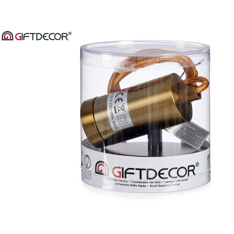 LAMPE SUSPENDU ACIER DORE