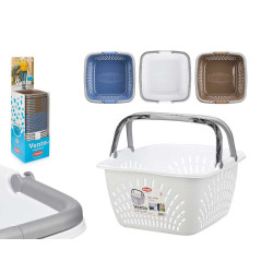 CESTA PLASTICA QUADRATA 18L C/MANICI ASS 3