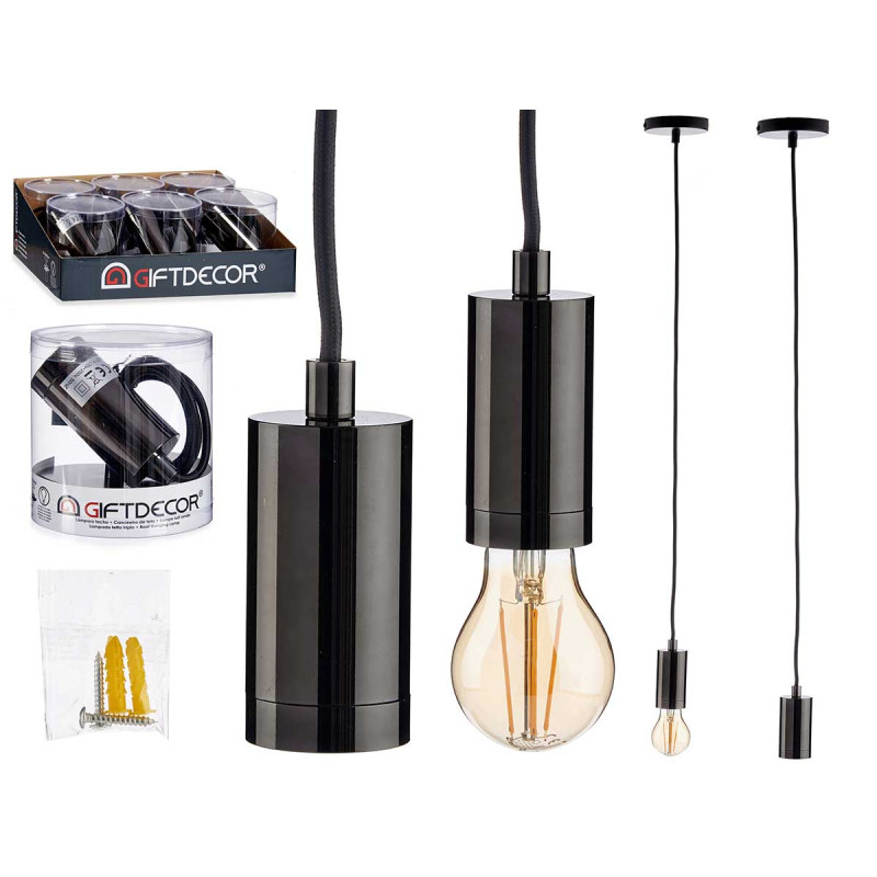 LAMPE SUSPENDU ACIER NOIR