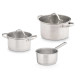 SET 3 CASSERUOLE ACCIAIO TAPPO VETRO 