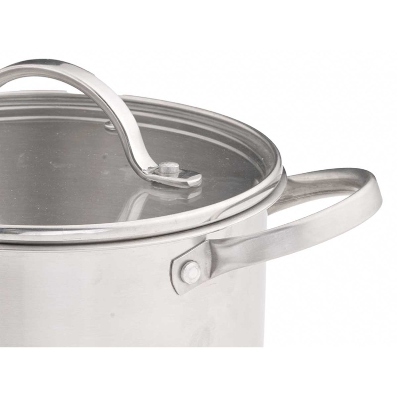 SET 3 CASSERUOLE ACCIAIO TAPPO VETRO 