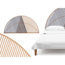 TÊTE DE LIT ROTIN TRIANGLE NATUREL NOIR 160CM