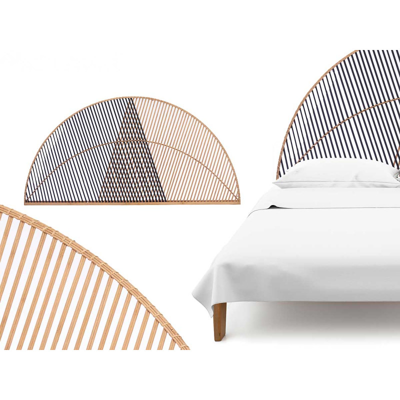 TÊTE DE LIT ROTIN TRIANGLE NATUREL NOIR 160CM