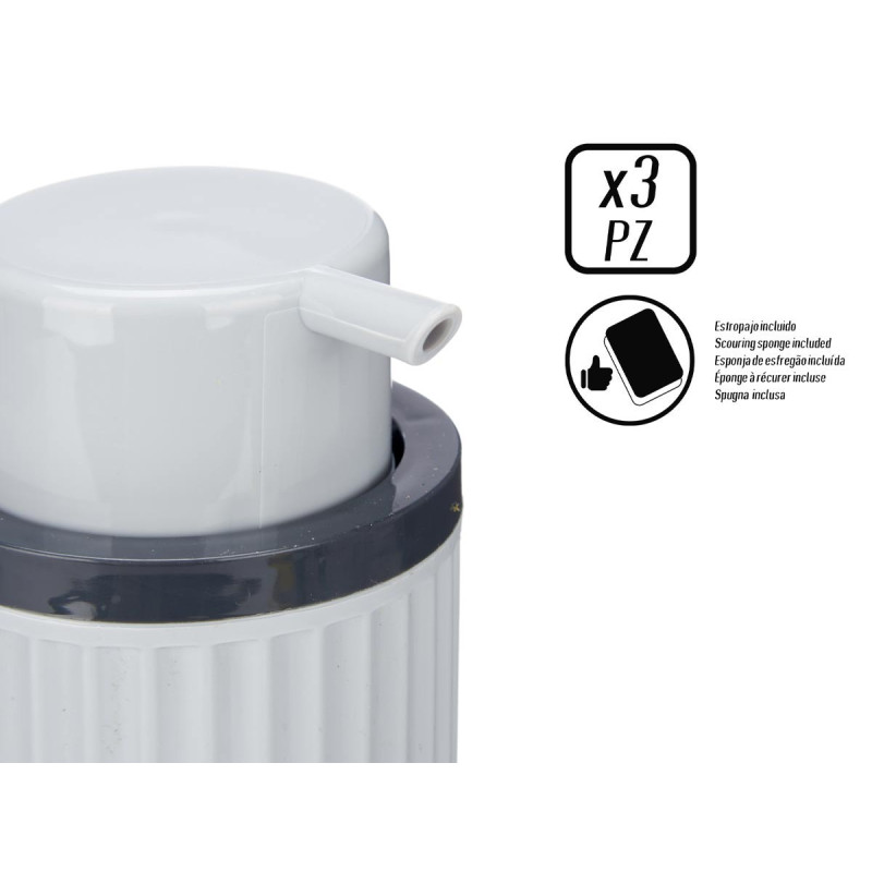 SET GREY SOAP DISPENSER WITH SPONGE