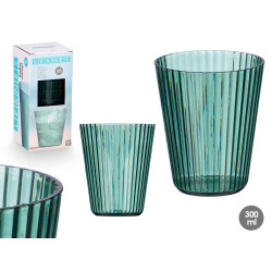 VERRE RAYURES VERT 300 ML