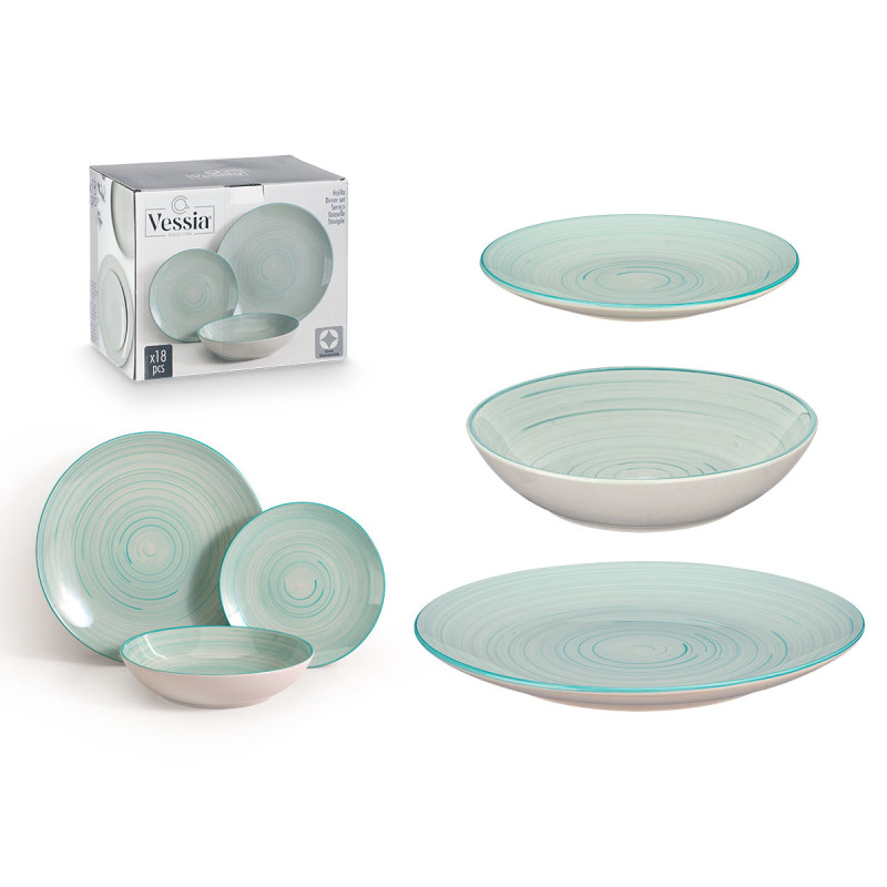 SERVIÇO DE MESA 18 PEÇAS ESPIRAL AZUL