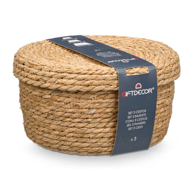 SET 3 BASKETS ROUND LID