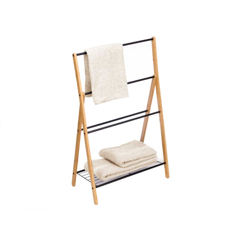 BLACK BAMBOO TOWEL RACK