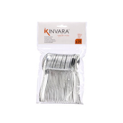 SET 24 PLASTIC DESSERT FORK SILVER