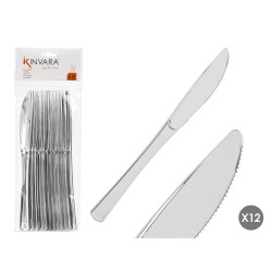SET 12 COLTELLO PLASTICA ARGENTATO  
