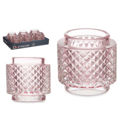 PORTA-VELAS DUPLO PONTOS GRANDE ROSA