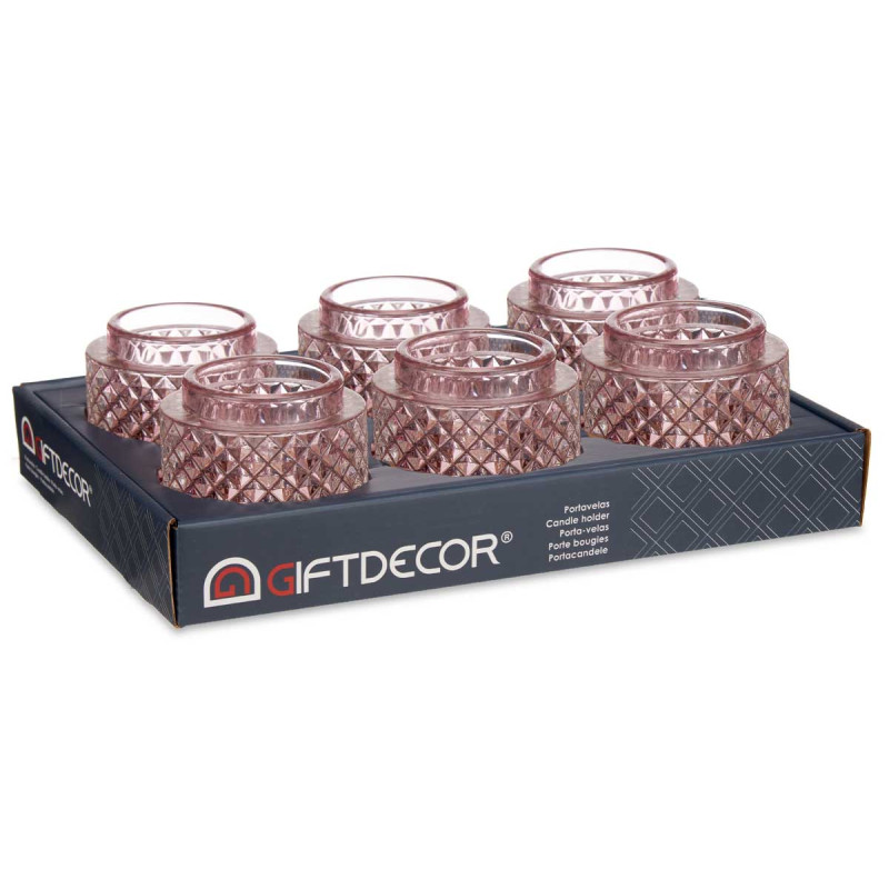 DOUBLE CANDLEHOLDER LARGE PINK