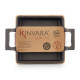 SMALL SQUARE CAST IRON PAN W/BAMBOO TRAY