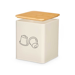 FRASCO QUADRADO TAMPA BAMBU PORTA-CAPSULAS CREME