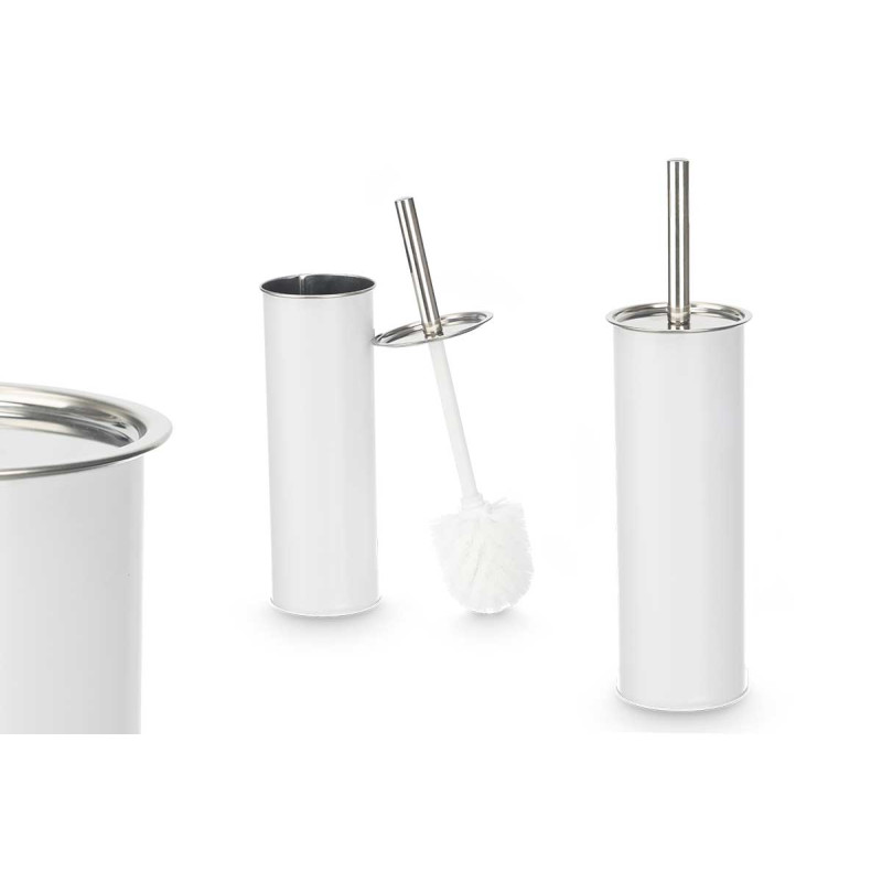 PORTE BALAI DE TOILETTE EN ACIER BLANC