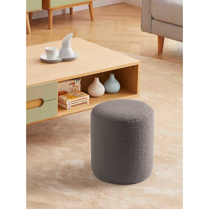POUF EN PEAU DE MOUTON PETIT BRUN