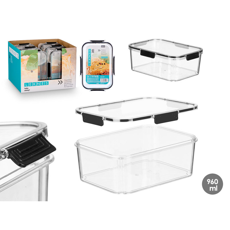 RECIPIENTE HERMETICO RETANGULAR PRETO 950ML