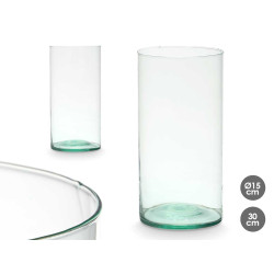 VASO VETRO RICICLATO CILINDRO 15X30